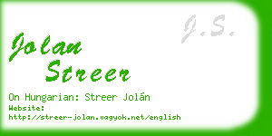 jolan streer business card